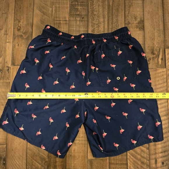 Navy Flamingo Print Swim Shorts - Picture 5 of 5